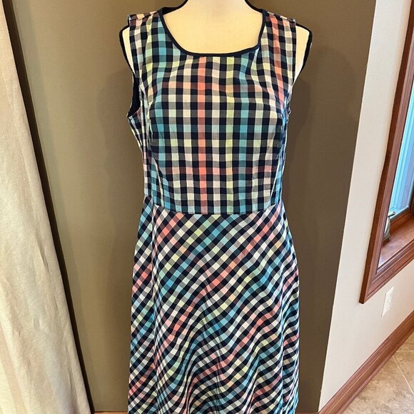 Talbots Dresses & Skirts - Talbots Checkered Pastel Gingham Sleeveless Penafore Retro 60's Dress, Size 12